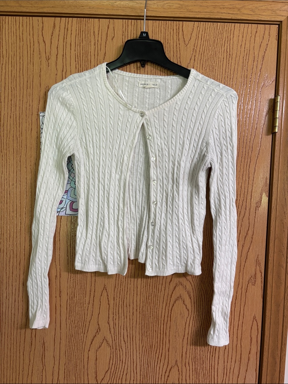 Aeropostale Ivory Cable-Knit Button Cardigan